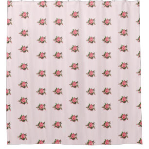 Chic-rosa Tee-Rosen-und Streifen-Duschvorhang Duschvorhang
