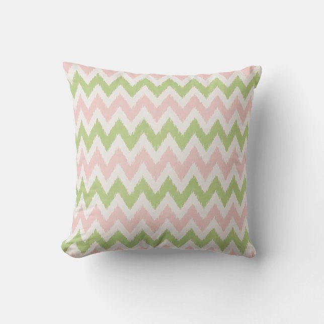 Chic rosa und grün geometrisch Zickzack Muster Kissen (Vorderseite)