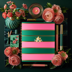 Chic Rosa und grün gestreift Planer