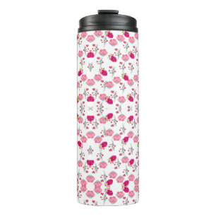 Chic rosa und rot floraler Druck nahtlos Muster Thermosbecher