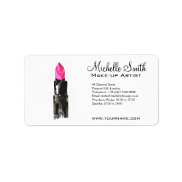 Chic rosa und schwarz Aquarellpinsel Makeup Adressaufkleber