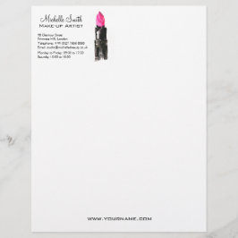 Chic rosa und schwarz Aquarellpinsel Makeup Briefkopf