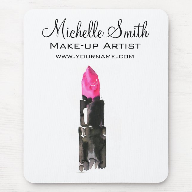 Chic rosa und schwarz Aquarellpinsel Makeup Mousepad (Vorne)