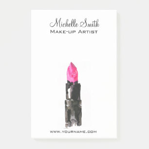 Chic rosa und schwarz Aquarellpinsel Makeup Post-it Klebezettel