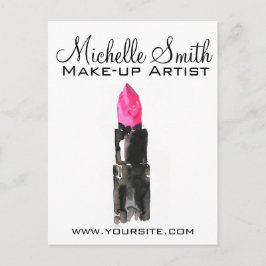 Chic rosa und schwarz Aquarellpinsel Makeup Postkarte