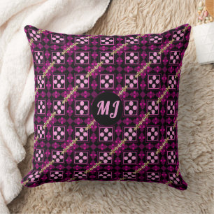 Chic rosafarbenes Monogramm-Kissen Kissen