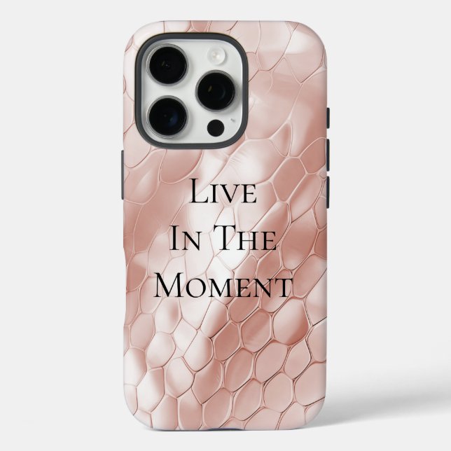 Chic Rose Blush Pink Schlange Tierdruck iPhone 16 Pro Hülle (Rückseite)