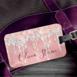 Chic Rose Blush Silber Tropfen Monogramm Gepäckanhänger<br><div class="desc">Chic Rose rot holografische monogramm Gepäckanhänger. Wunderschön, modern und cool für den Trend-versierten und kunstliebenden angesagten Trendsetter. Dieses stilvolle Design wäre ideal für Mädchen, die funkelnd Designs lieben. Zeigen Sie Ihren persönlichen Stil, sehen Sie modern, trendig und stilvoll mit einem einzigartigen Design auf einem Gepäckanhänger oder passen Sie es an...</div>