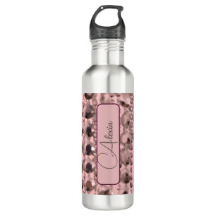Chic Rose Blush Stringperlen Personalisiert Edelstahlflasche