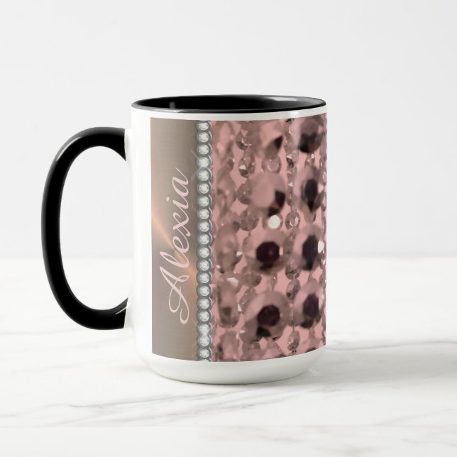 Chic Rose Blush Stringperlen Personalisiert Tasse (Links)