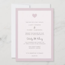 Chic rose bordée Love Heart Faire-part de mariage