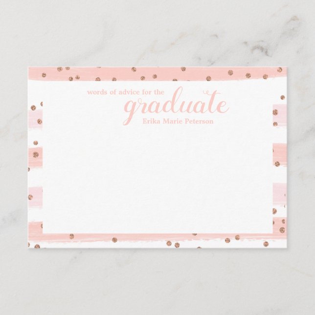 Chic rose et or Mots de conseil Cartes de graduati (Devant)