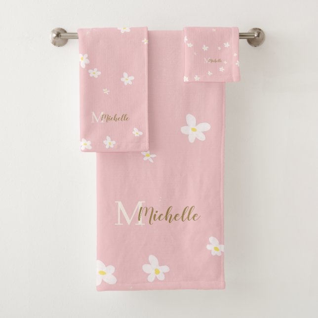 Chic rose Farmhouse Sweet Daisies Girly Monogramme (En situation)