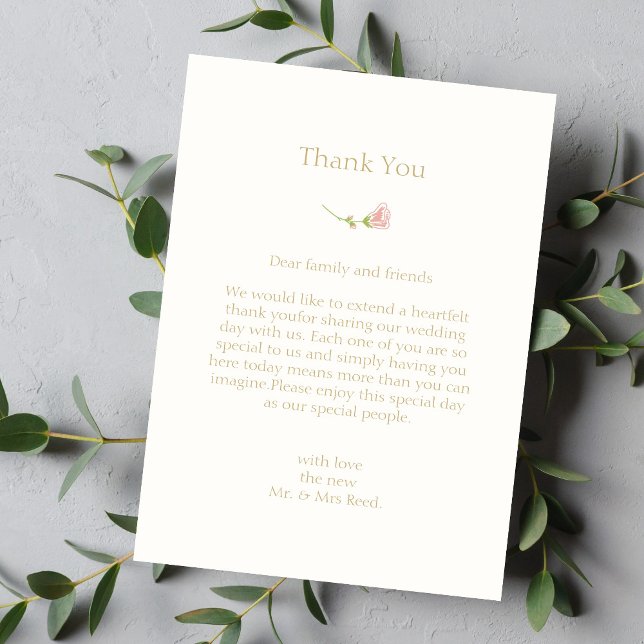 Chic Rose Flat Wedding Danke Karte (Von Creator hochgeladen)