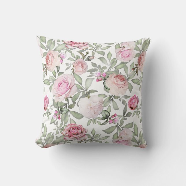 Chic Rose Floral All-Over-Muster Kissen (Vorderseite)