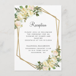 Chic Rose Floral Gold Hochzeitsempfang Weiß Begleitkarte