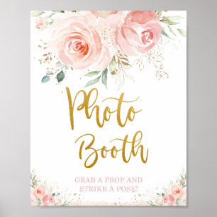 Chic Rosé Floral Gold Laub Fotobox Poster