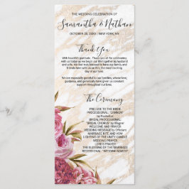 Chic rose Floral Gold Marble Programmes de mariage