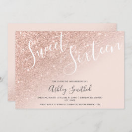 Chic Rose Glitzer ombre pink 16 . Geburtstag 16 Einladung