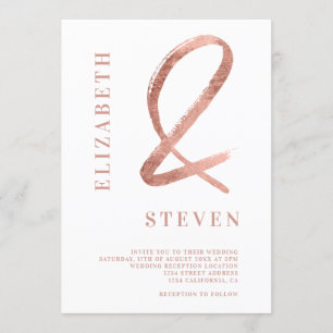 Chic Rose Gold Ampere und Namen Foto Hochzeit Einladung