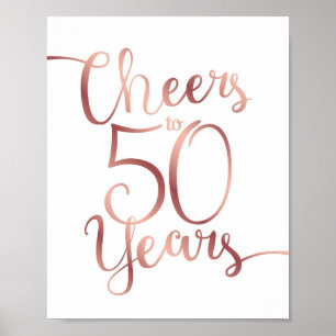 Chic Rose Gold BIS 50 JAHRE signieren Poster