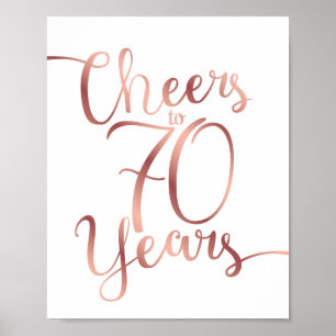 Chic Rose Gold BIS 70 JAHRE signieren Poster