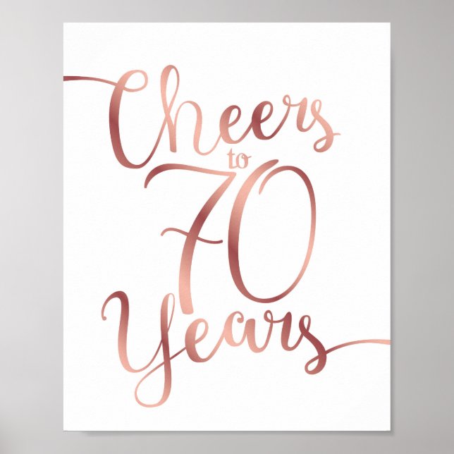 Chic Rose Gold BIS 70 JAHRE signieren Poster (Vorne)