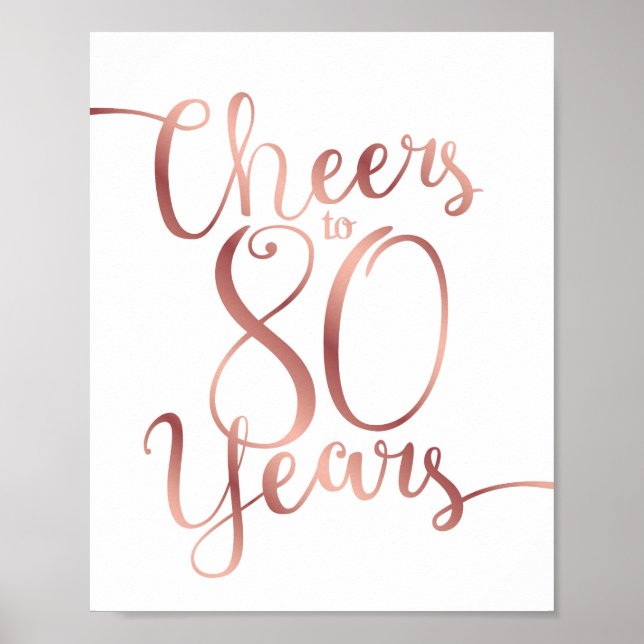 Chic Rose Gold BIS 80 JAHRE signieren Poster (Vorne)