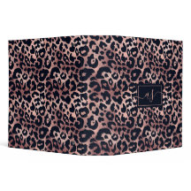 Chic Rose Gold Black Leopard Print Mit Monogramm