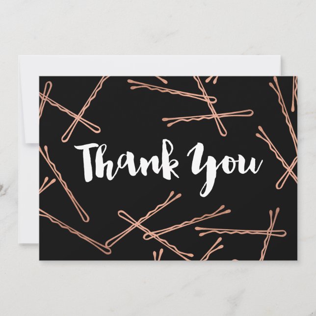Chic Rose Gold Bobby Buttone Black Danke Mitteilungskarte (Vorderseite)