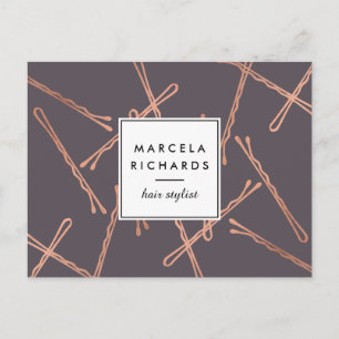 Chic Rose Gold Bobby Buttone Friseur Stylist Salon Postkarte