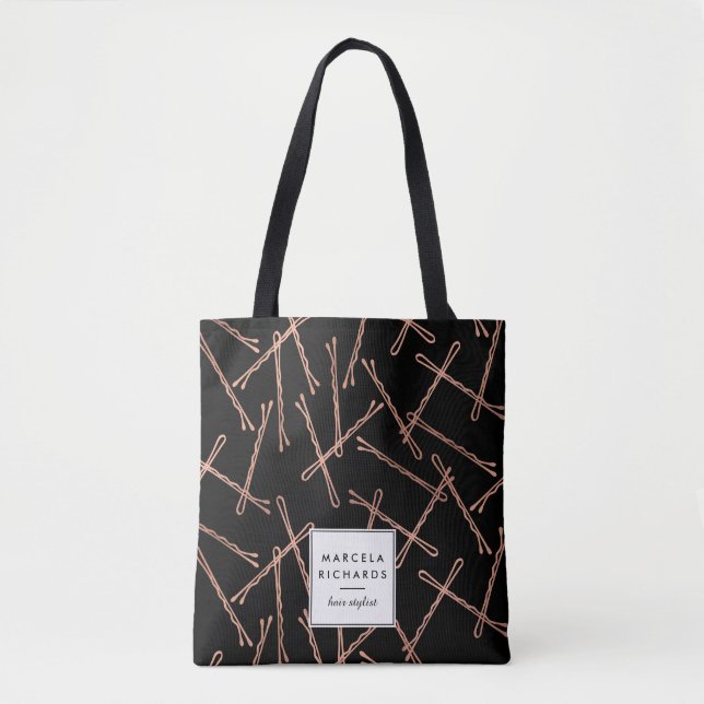 Chic Rose Gold Bobby Buttone Personalisiert Tasche (Vorderseite)
