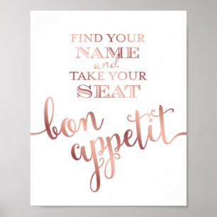 Chic Rose Gold BON APPETIT Sign Print Poster