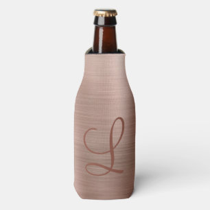 Chic Rose Gold Brushed Metal Monogram Flaschenkühler