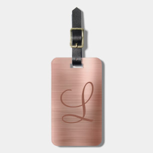 Chic Rose Gold Brushed Metal Monogram Gepäckanhänger