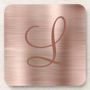 Chic Rose Gold Brushed Metal Monogram Initial Getränkeuntersetzer