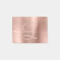 Chic Rose Gold Brushed Metallic Monogram Script