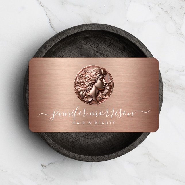 Chic Rose Gold Cameo Beauty, Hair, Skincare Visitenkarte (Von Creator hochgeladen)