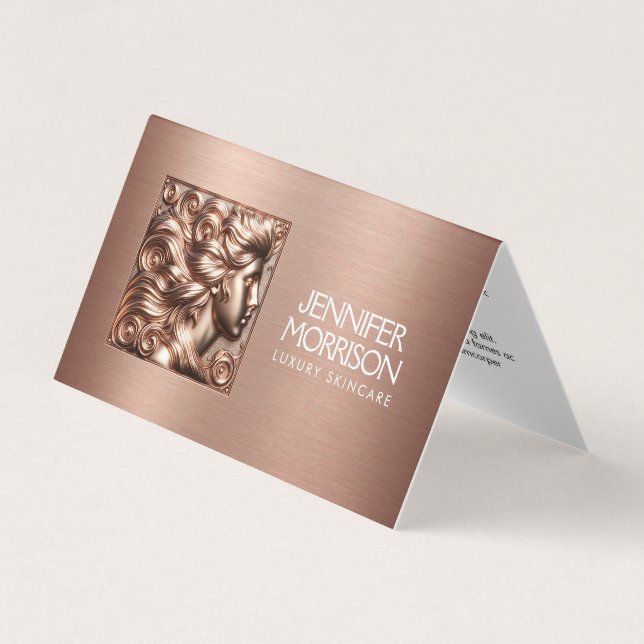 Chic Rose Gold Cameo Logo Schönheit, Haare, Hautpf Visitenkarten (Vorderseite)