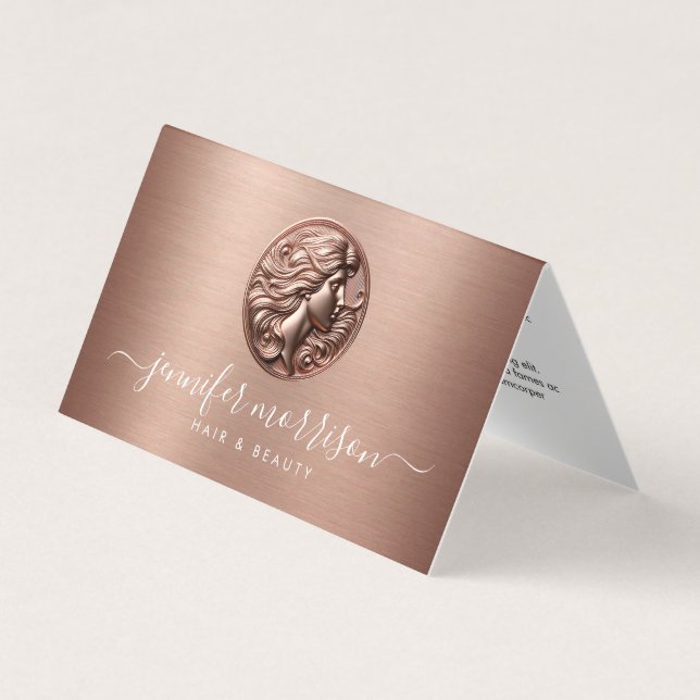 Chic Rose Gold Cameo Schönheit, Haare, Hautpflege Visitenkarten (Vorderseite)