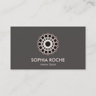 Chic Rose Gold Circle Mandala Taupe Designer Visitenkarte