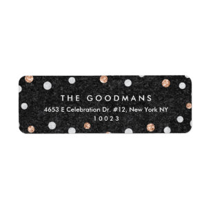 Chic Rose Gold Confetti Dots Rücksendeadressen-Auf