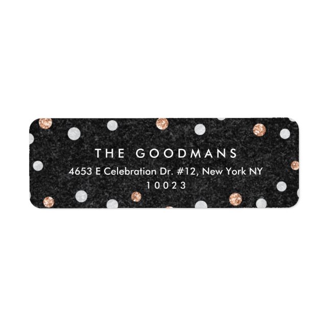 Chic Rose Gold Confetti Dots Rücksendeadressen-Auf (Vorne)