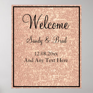 Chic Rose Gold Custom Welcome Wedding Poster