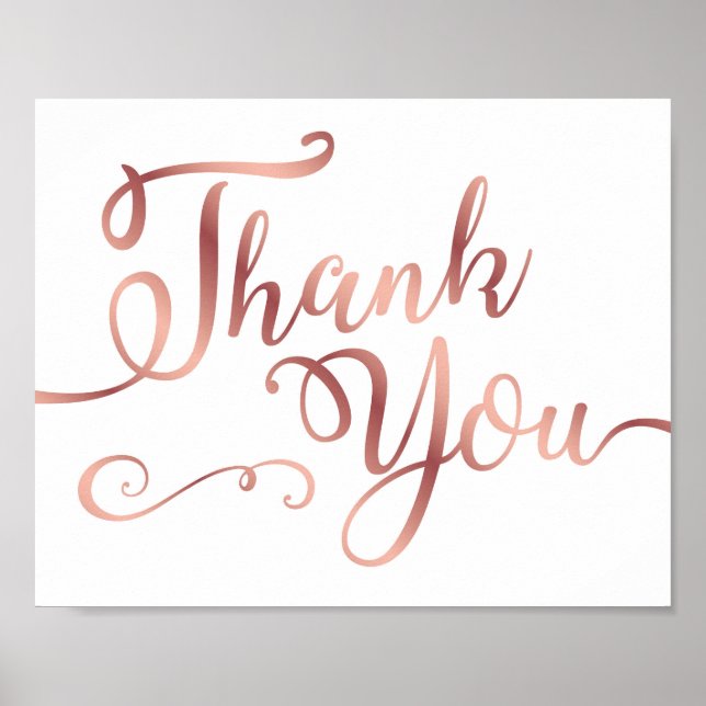 Chic Rose Gold DANK, DASS SIE Print signieren Poster (Vorne)
