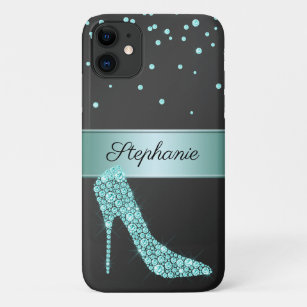 Chic Rose Gold Diamond High Heel Shoe Name Black Case-Mate iPhone Hülle