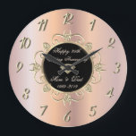 Chic Rose Gold Diamonds 50 Wedding Anniversary Große Wanduhr<br><div class="desc">Elegante Golddiamanten Hochzeitstag Uhr.</div>