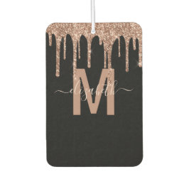 Chic Rose Gold Drilling Glitzer Monogram Name Autolufterfrischer
