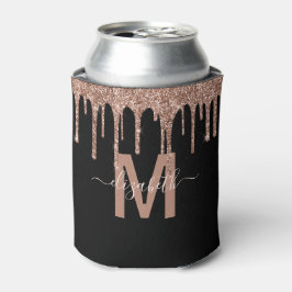 Chic Rose Gold Drilling Glitzer Monogram Name Dosenkühler