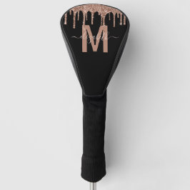 Chic Rose Gold Drilling Glitzer Monogram Name Golf Headcover